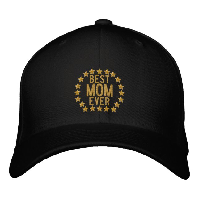 Best Mum Ever SuperMom Stars Embroidery Embroidered Hat (Front)