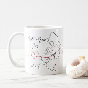 Best Mum Ever Trendy One Line Motherhood Heart  Coffee Mug
