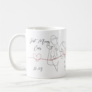 Best Mum Ever Trendy One Line Motherhood Heart  Coffee Mug