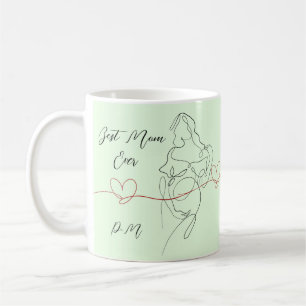 Best Mum Ever Trendy One Line Pregnancy Heart Coffee Mug