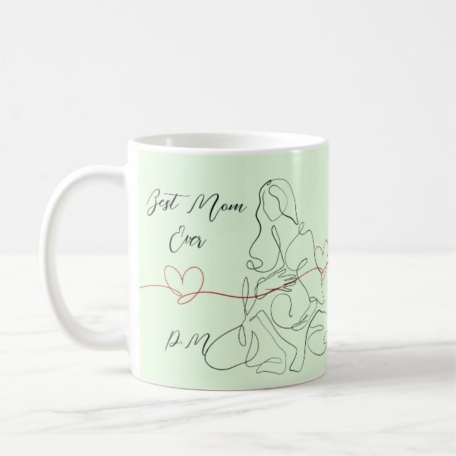Best Mum Ever Trendy One Line Pregnancy Heart  Coffee Mug (Left)