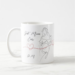 Best Mum Ever Trendy One Line Pregnancy Heart Coffee Mug