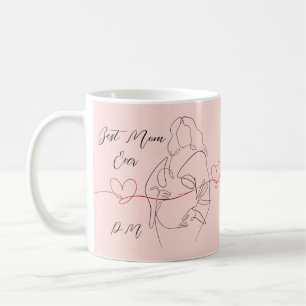 Best Mum Ever Trendy One Line Pregnancy Heart Coffee Mug
