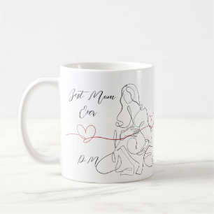 Best Mum Ever Trendy One Line Pregnancy Heart  Coffee Mug