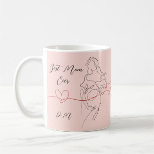 Best Mum Ever Trendy One Line Pregnancy Heart  Coffee Mug