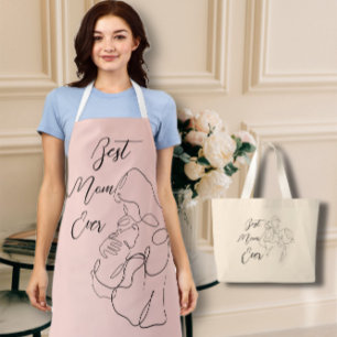 Best Mum Ever Trendy One Line with child Classic Apron