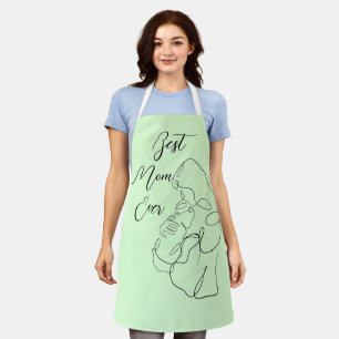 Best Mum Ever Trendy One Line with child Classic Apron