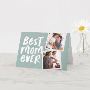 Best mum ever trendy photo sage green Mother's Day Card