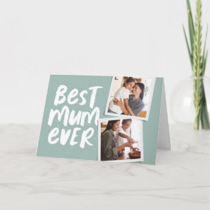 Best mum ever trendy photo sage green Mother's Day Card