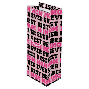 Best Mum Ever Typhography Pattern Wine Gift Bag