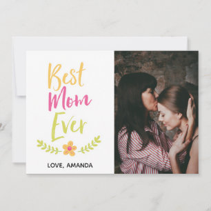 Best Mum Ever Typography Photo Mother's Day Custom Holiday Card