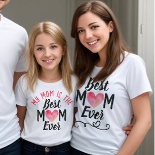 Best mum ever typography pink watercolor heart T-Shirt