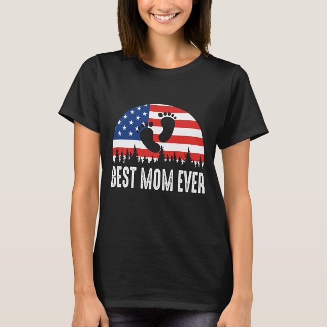 Best Mum Ever US Flag T-Shirt (Front)