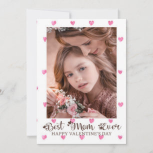 Best Mum Ever Valentine's Day Hearts Photo Pink Ho Holiday Card