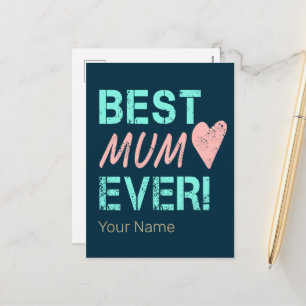 Best Mum Ever Vintage Mum Heart For Mother's Day Holiday Postcard