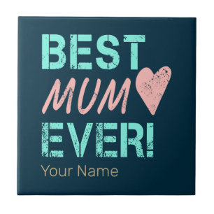 Best Mum Ever Vintage Mum Heart For Mother's Day Tile