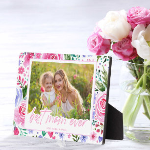 Best Mum Ever Watercolor Floral Mothers Day Plaque