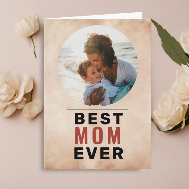 Best Mum Ever Watercolor Mother`s Day Photo Card (Creator Uploaded)