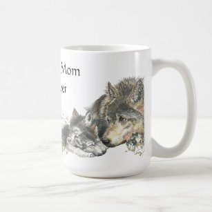 Best Mum Ever Watercolor Wolf & Cubs Animal theme Coffee Mug
