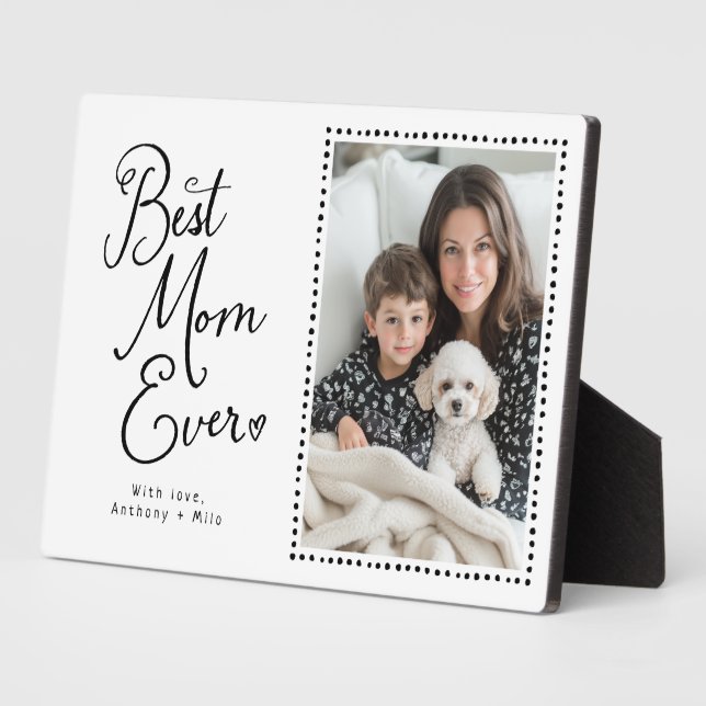 Best Mum Ever Whimsical Script 1 Photo  Plaque (Side)