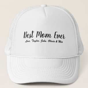 Best Mum Ever white black script personalised chic Trucker Hat