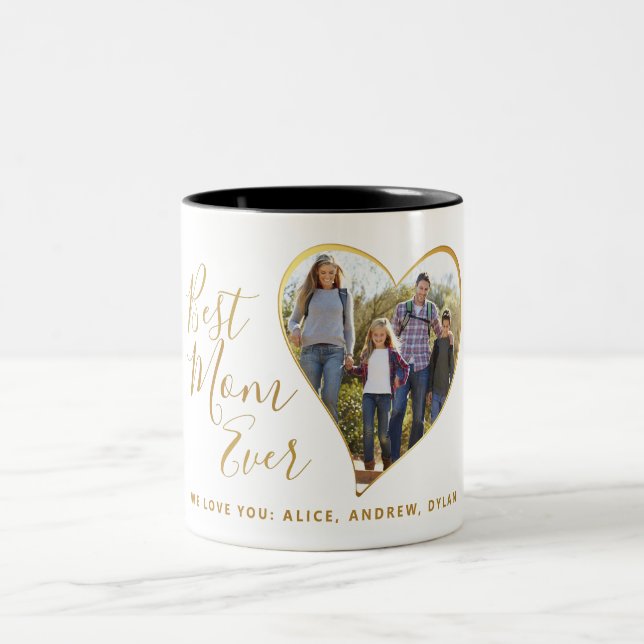 Best Mum Ever White Gold Photo Mothers' Day Two-Tone Coffee Mug (Center)