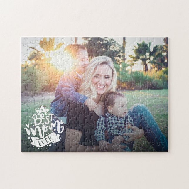 Best Mum Ever White Quote Mother's Day Photo Gift  Jigsaw Puzzle (Horizontal)