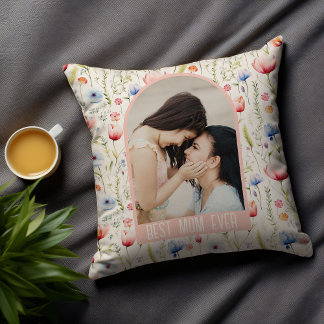 Best Mum Ever Wildflower Arch Photo Cushion