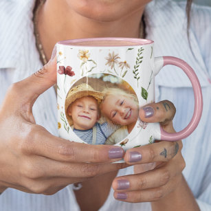 Best Mum Ever Wildflower Round Photo Pink Coffee Mug