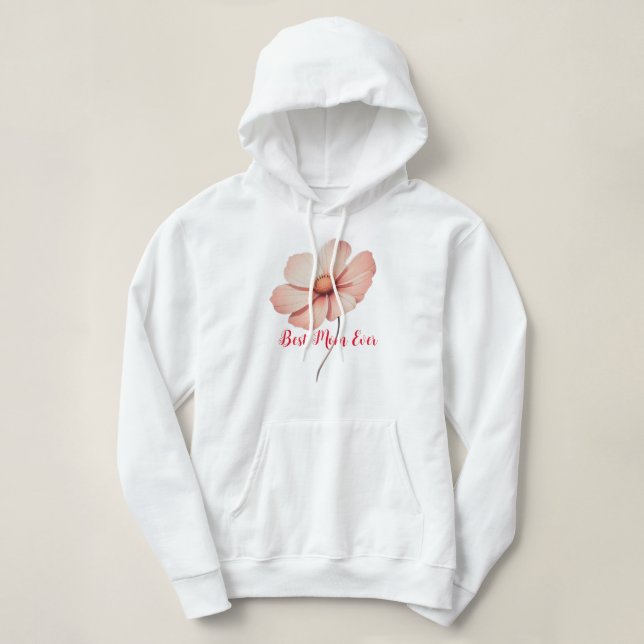 Best Mum Ever with a Flower Hoodie (Design Front)