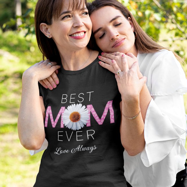 Best Mum Ever With Daisy Image Print (Pink V2) T-Shirt (Creator Uploaded)