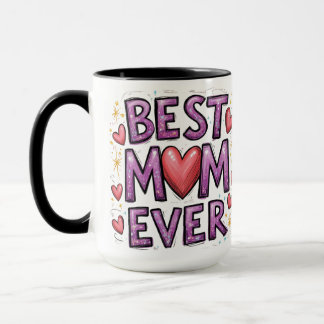 Best Mum Ever with Hearts & Sparkles Mug
