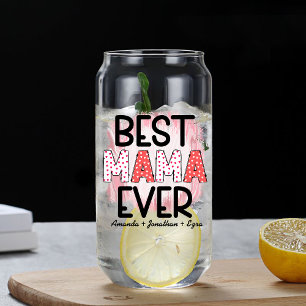 Best Mum Ever with Kids' Names Drinkware Set Can Glass