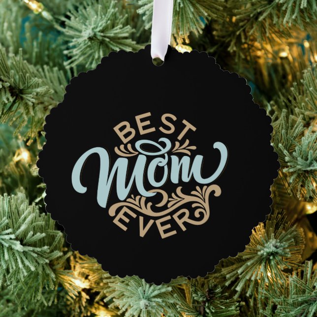Best Mum Ever Word Art Budget Tree Decoration Card (Insitu (Tree))