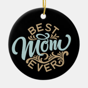 Best Mum Ever Word Art Keepsake Ceramic Tree Decoration