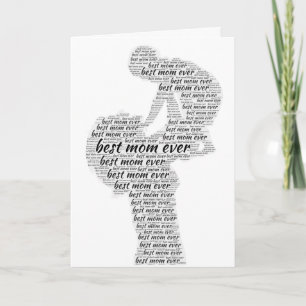 Best Mum Ever Word Art Mothers Day Black White Card