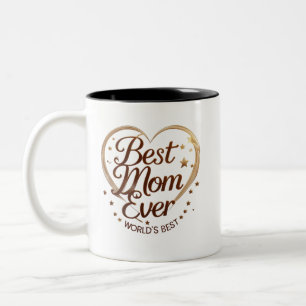 Best Mum Ever – World's Best Golden Heart Two-Tone Coffee Mug
