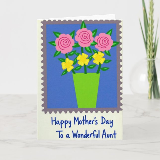Best Mum Floral Postage Card (Front)