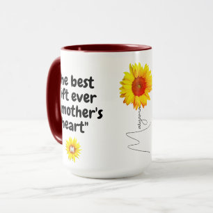 Best Mum Gift (Quote, monogram & Name) Sunflower Mug