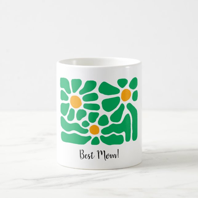 Best Mum Green Flower Personalised Green Mug (Center)