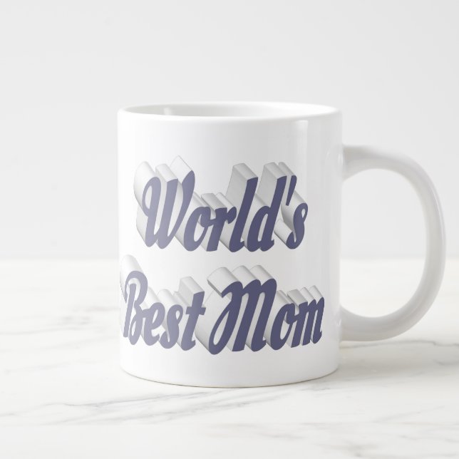 Best Mum grey half text Large Coffee Mug (Right)