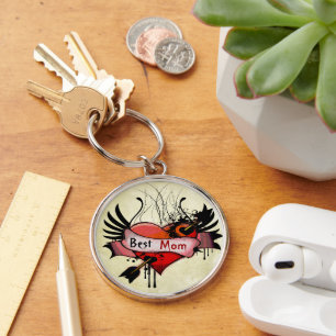 Best Mum Grunge Heart Keychain