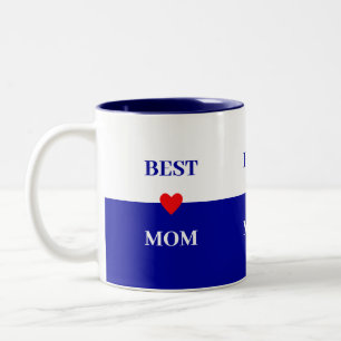 Best Mum Heart on Blue & White Two-Tone Coffee Mug