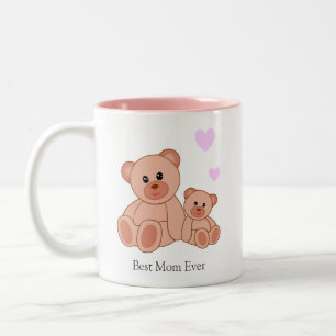 Best Mum & Hearts on White Two-Tone Coffee Mug