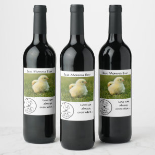 Best Mum Hen Ever Nesting on a Monogram Egg Photo Wine Label