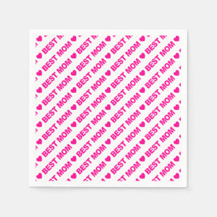 Best Mum Hot Pink on White Paper Napkin