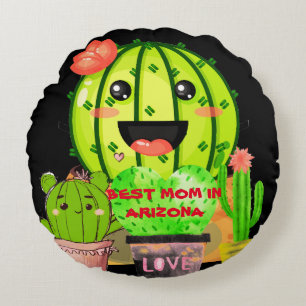 Best Mum In Arizona Customise Mother's Gift Black Round Cushion