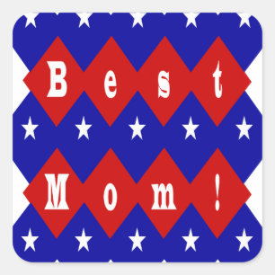 Best Mum in Patriotic Diamond Shape Square Sticker