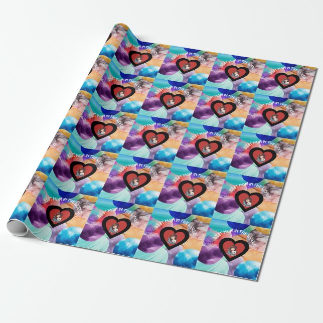  Best Mum In The World Colourful Clouds Trendy Chi Wrapping Paper (Unrolled)