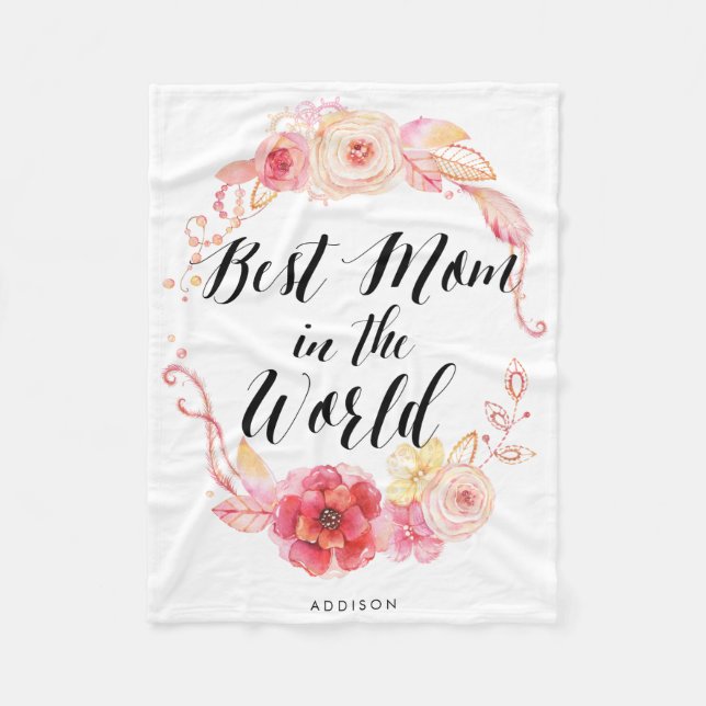 Best Mum In The World Fleece Blanket (Front)